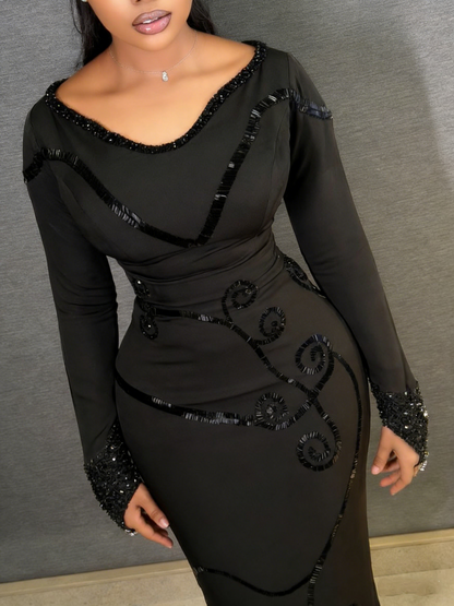 Sequin Embroidered Formal Gown