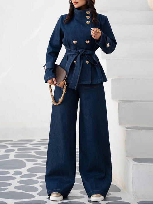 Chic Denim Two-Piece Set