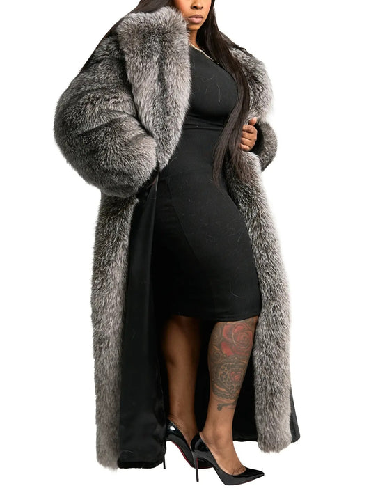 Luxury Fox Fur Full Skin Mink Trench Coat