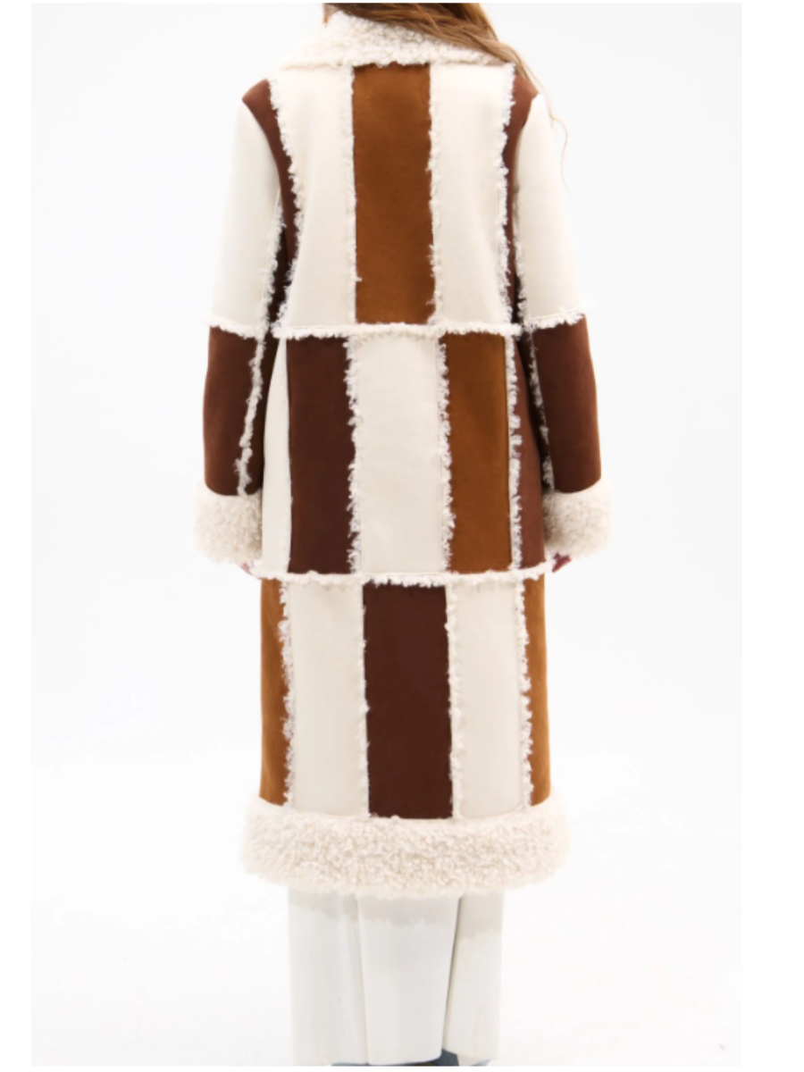 Stitched Contrast Lambskin Coat