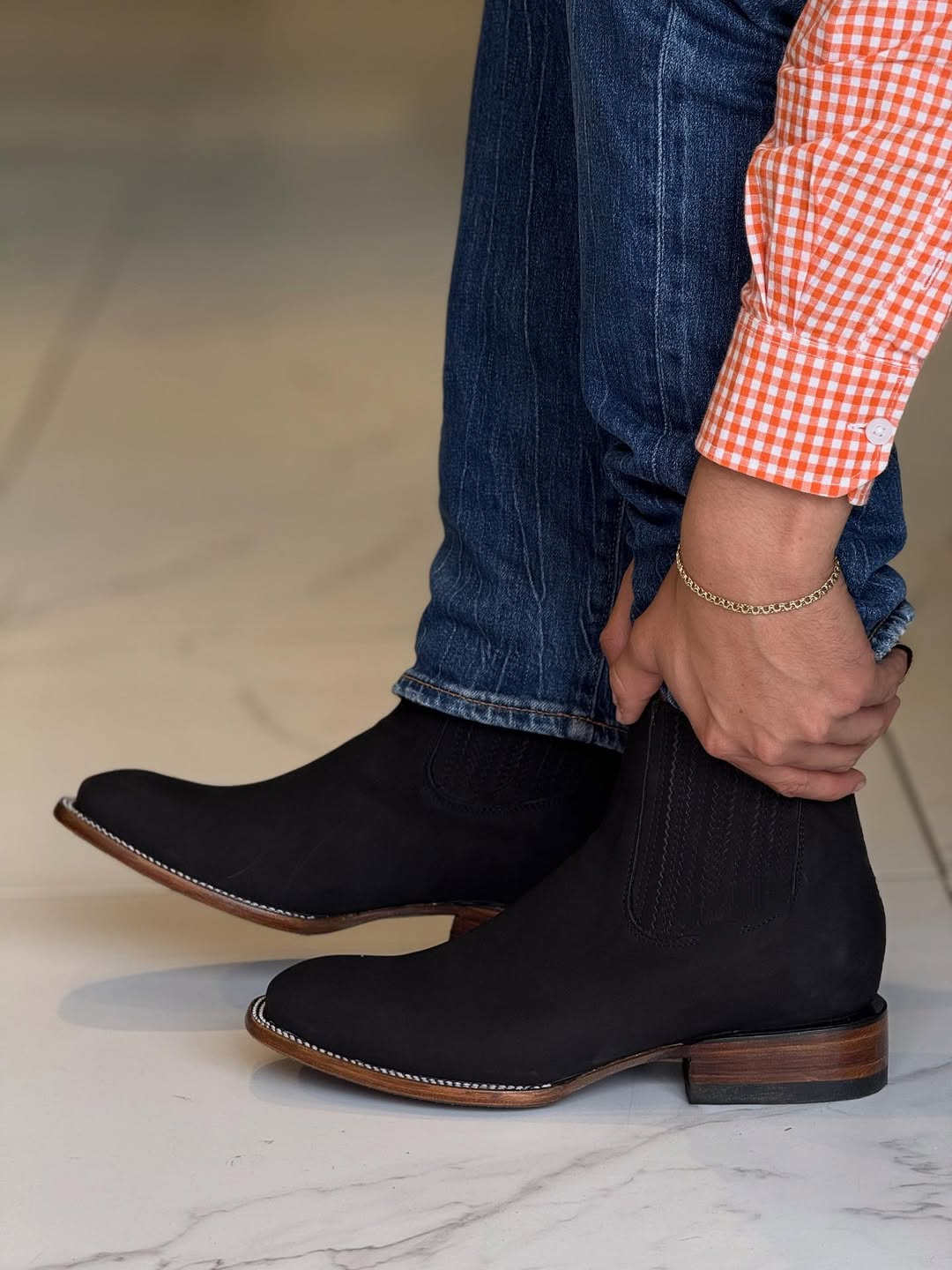 Men's Black Western Style Chelsea Boots