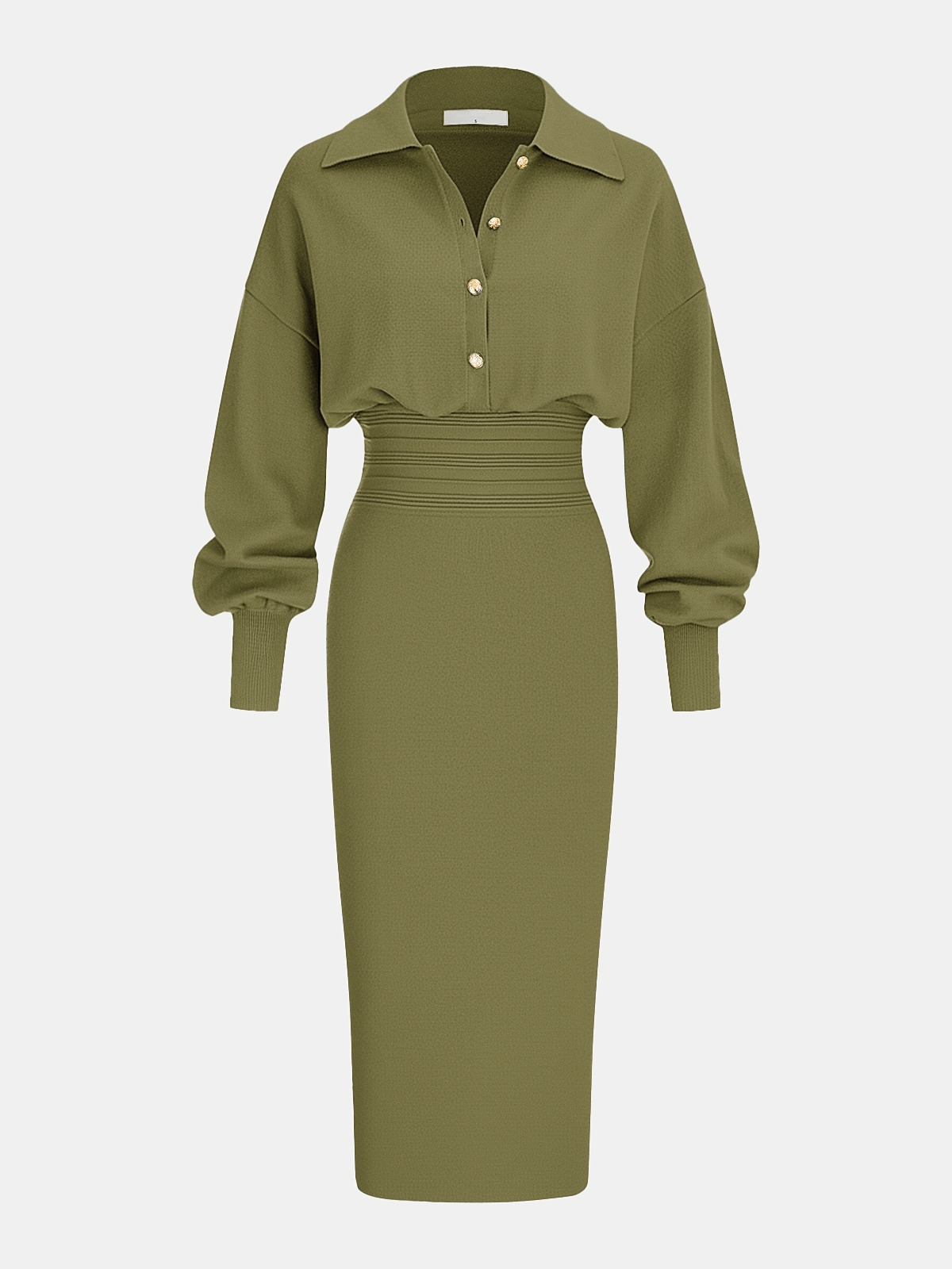 Cinched Waist Knit Shirt Dress