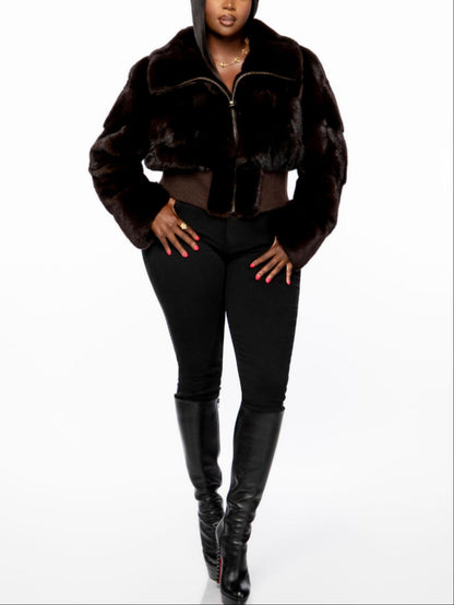 Luxury Faux Mink Cropped Bomber