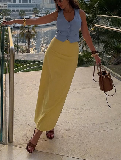 Elegant Light - yellow Midi Skirt