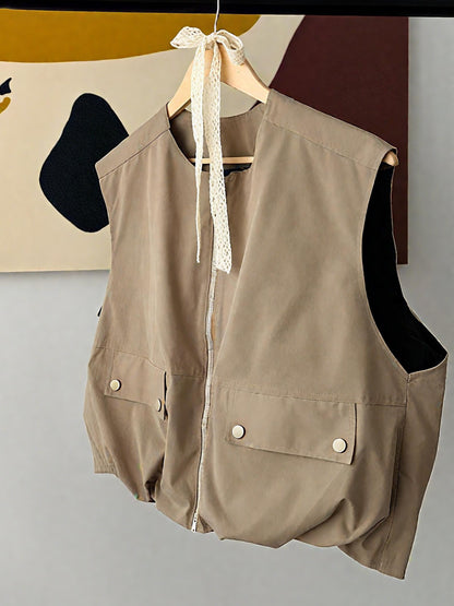 Elegant Beige Utility Vest