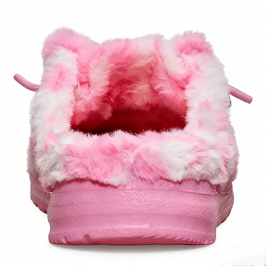 Heart Print Fuzzy Slippers