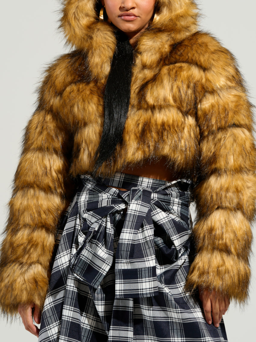Plush Faux Fur Cropped Jacket