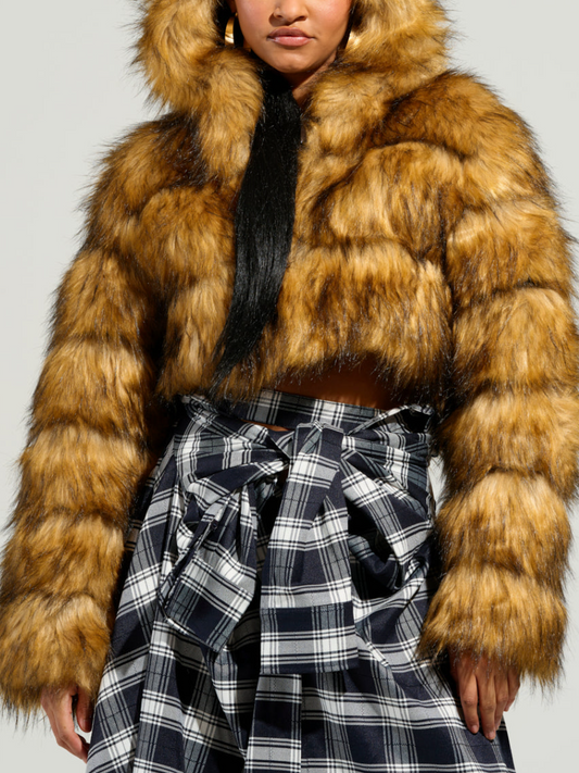 Plush Faux Fur Cropped Jacket