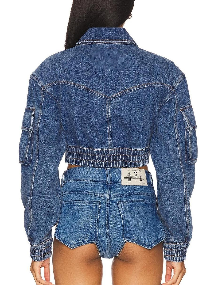 Blue Denim Cropped Jacket