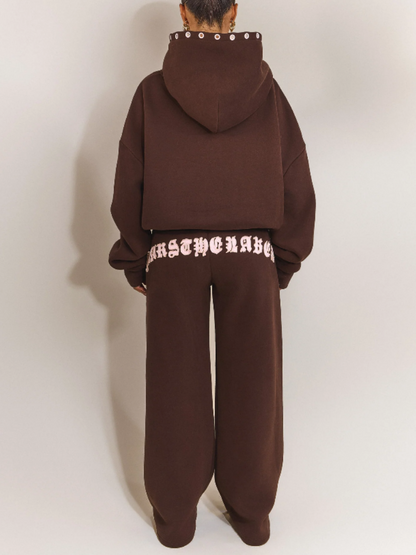 Stylish Brown Hooded Sweat Set