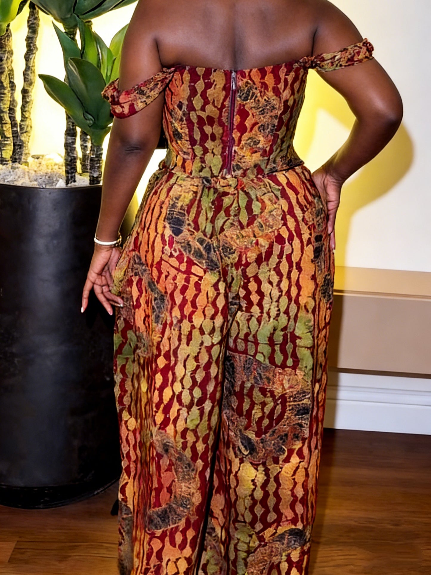 Vibrant Batik Off-Shoulder Two-Piece Set