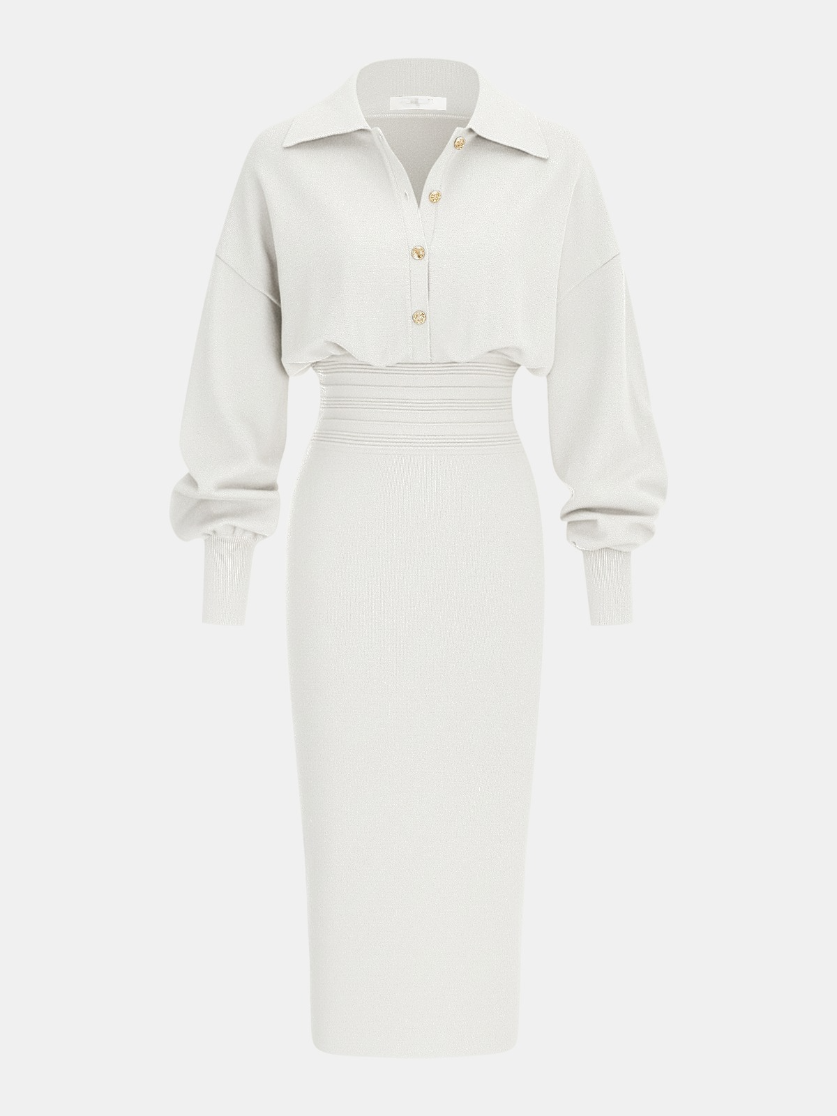 Cinched Waist Knit Shirt Dress