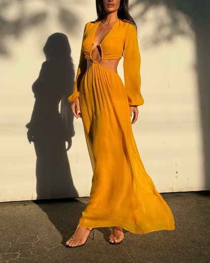Sunshine Yellow Vacation Maxi Dress