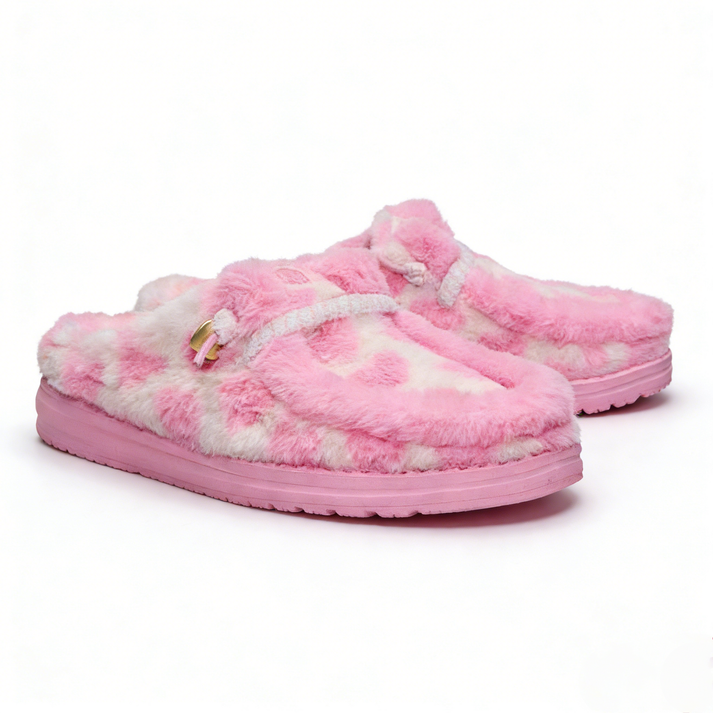 Heart Print Fuzzy Slippers