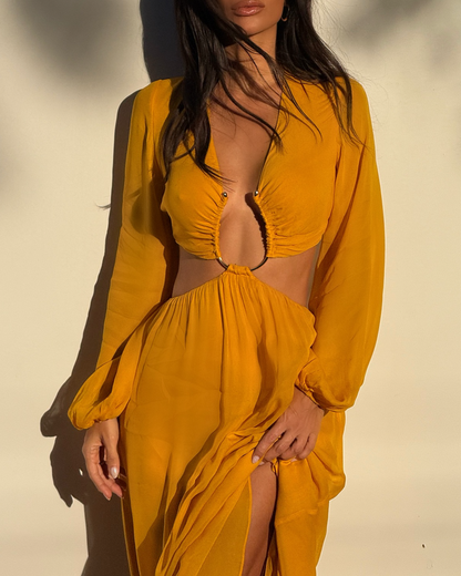 Sunshine Yellow Vacation Maxi Dress