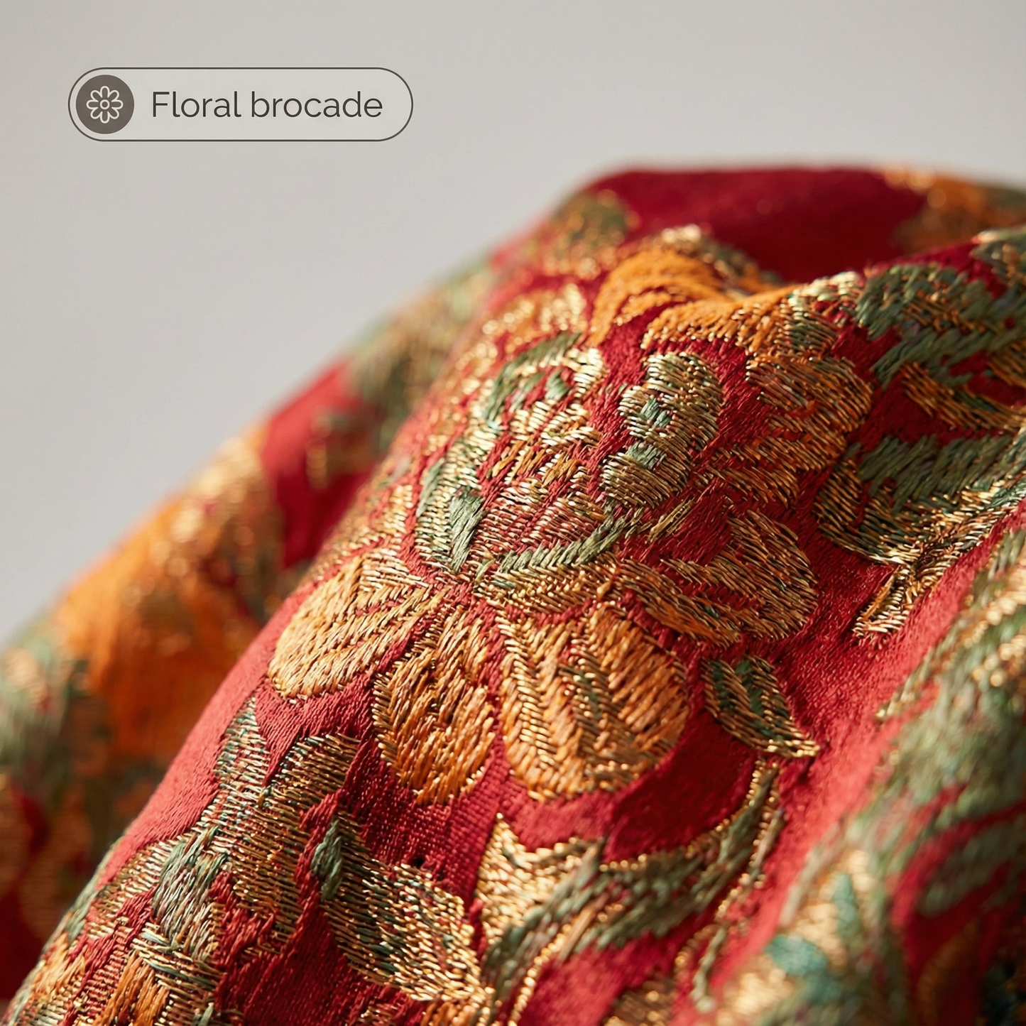 Glamorous Floral Brocade Off-Shoulder Flower-bud Sleeve Maxi Dress