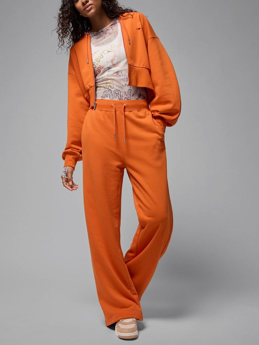 Oversized Cropped Zip-Up Hoodie & Wide-Leg Sweatpants