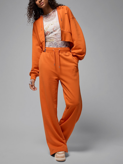 Oversized Cropped Zip-Up Hoodie & Wide-Leg Sweatpants
