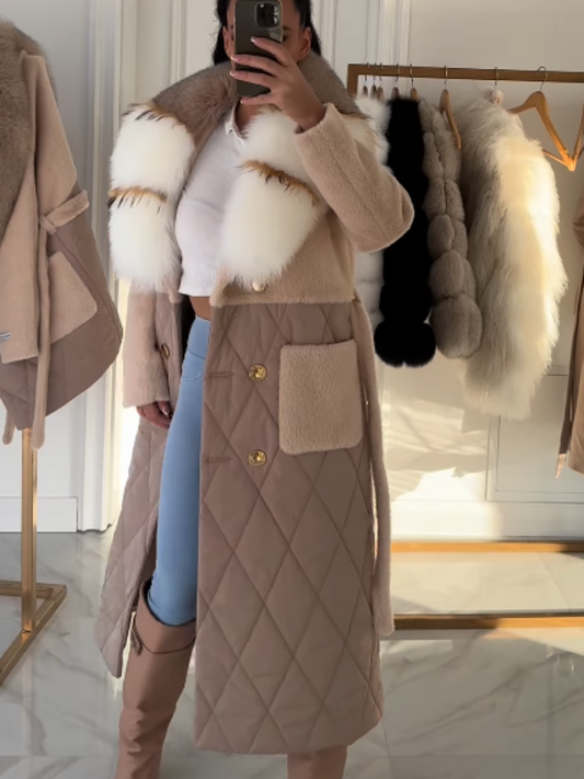 Plush Collar Long Coat