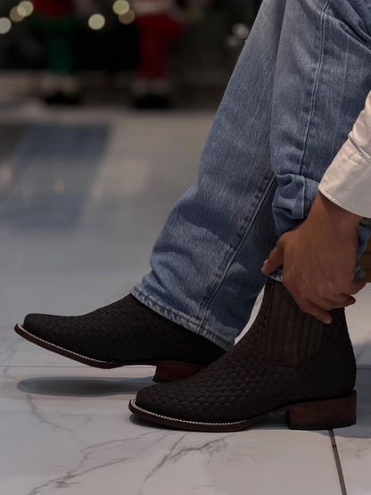 Men's Woven Leather Chelsea Boots