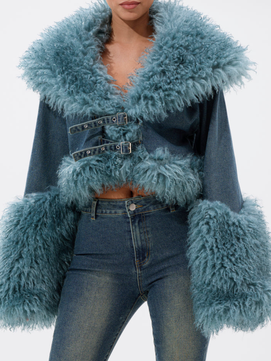 Denim Plush Short Coat