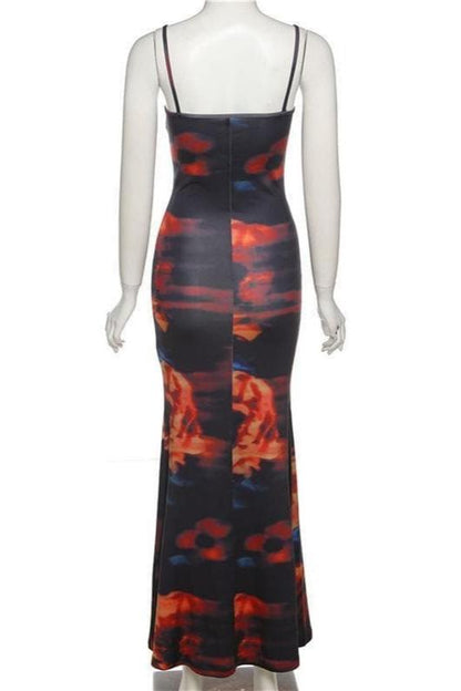 Midnight Blaze Cowl Neck Maxi Dress